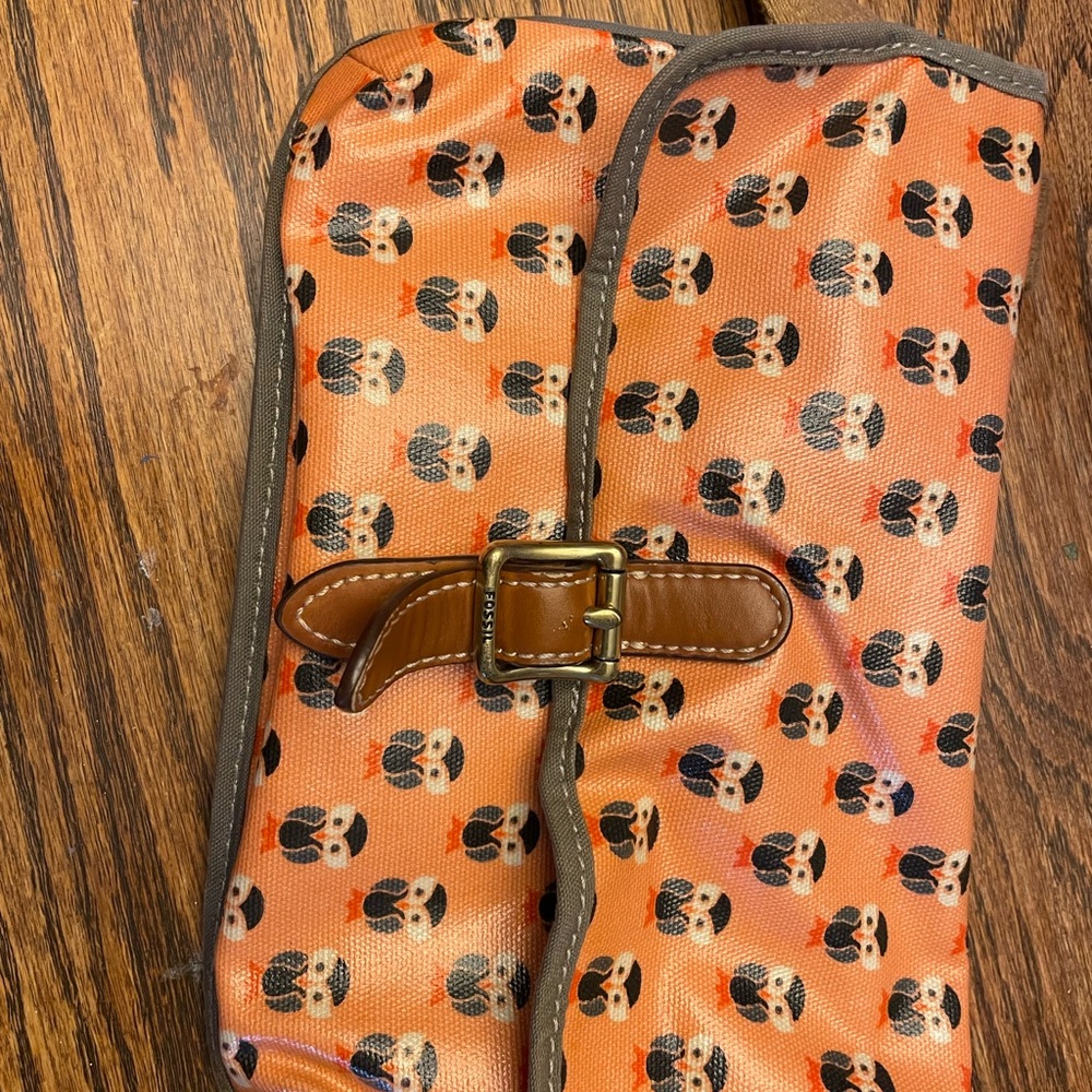 Fossil purse with owl pattern